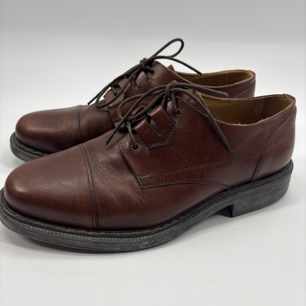 Men's Bacco Bucci Lace Up Oxfords Shoes Brown Leather - Size 8 - Italy - Picture 2 of 10